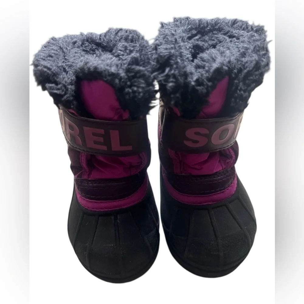 Sorel toddler Snow Commander Kids Snow Boot black/Groovy Pink US 5